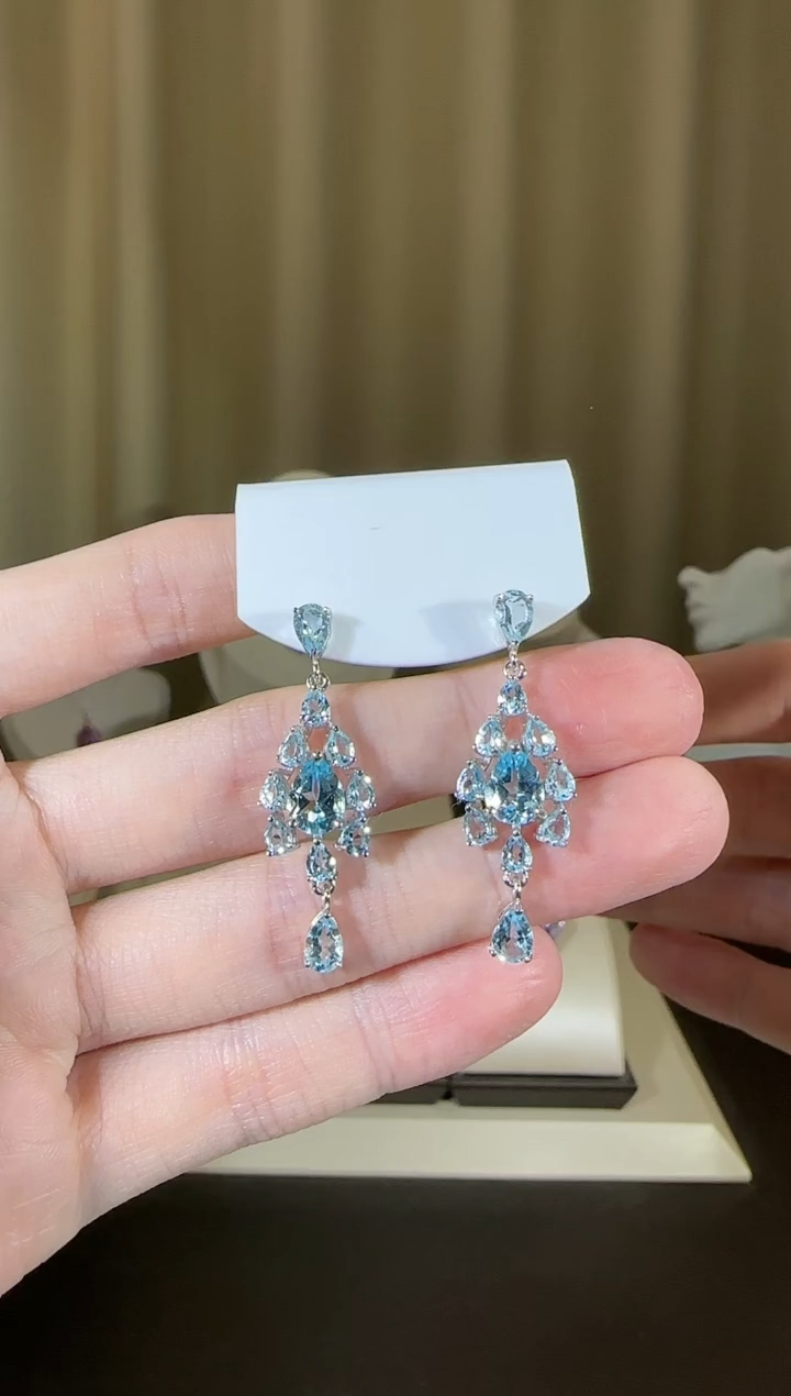 【闪购商品】托帕石耳坠银S925镶嵌设计款