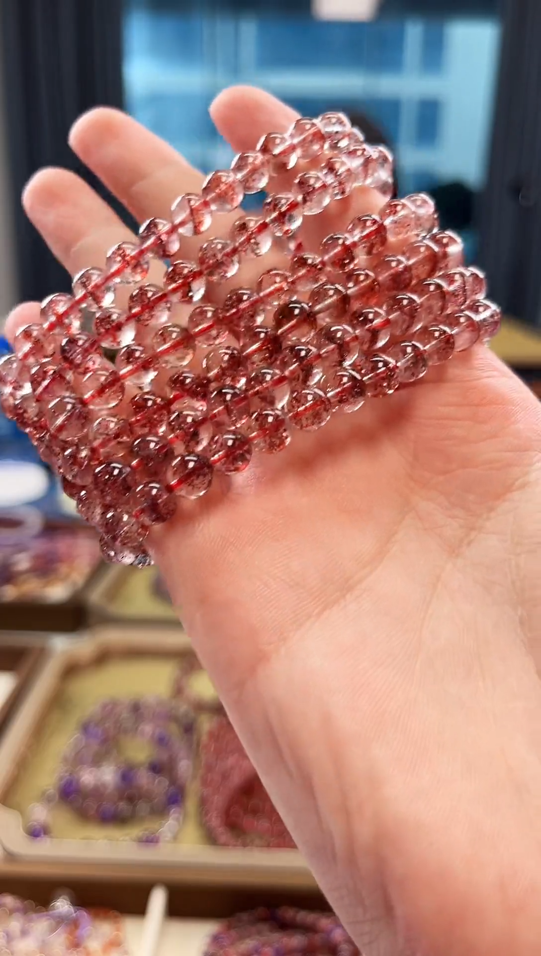 未镶嵌手串水晶金草莓超七单圈手串6mm【多样性发一】