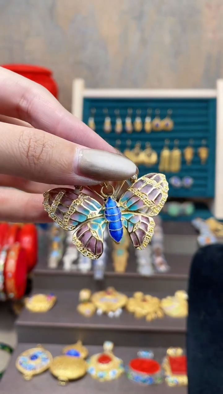 【闪购商品】非遗绝技花丝镶嵌蝴蝶吊坠