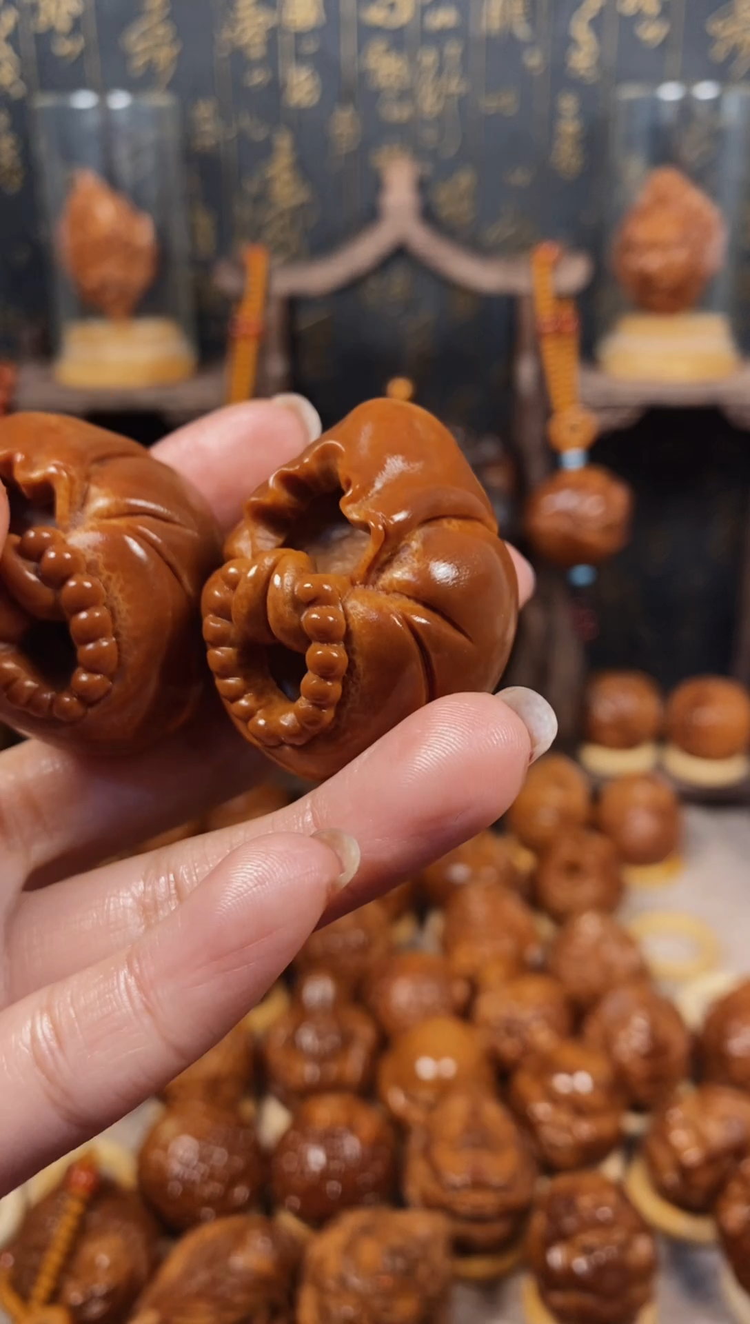 【闪购商品】橄榄核把件无相一对通尺55555