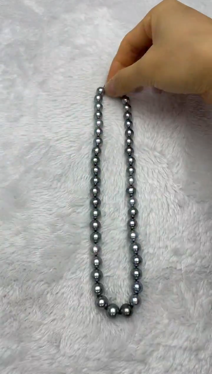 银S925镶嵌项链海水珍珠大溪地8-11mm