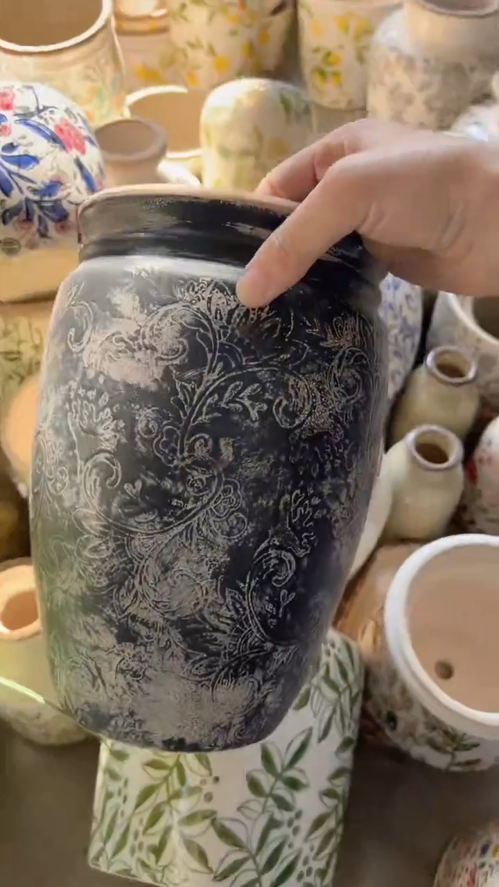 【闪购商品】陶瓷花盆高25.5cm内口14.5cm