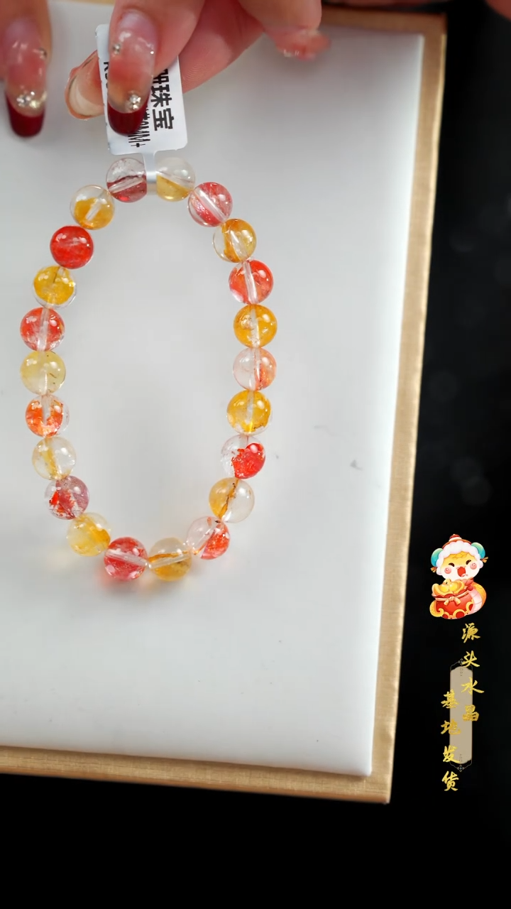 【闪购商品】水晶手串未镶嵌天花板高货锦鲤胶花8MM+多样性发其一