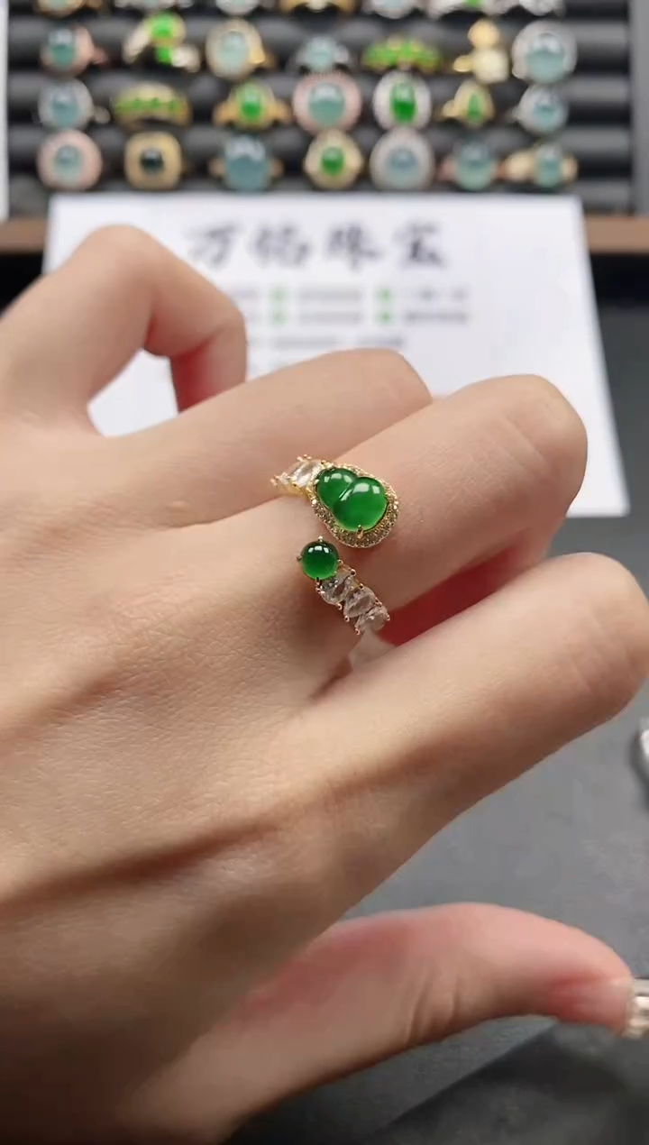 银S925镶嵌戒指翡翠51511-4