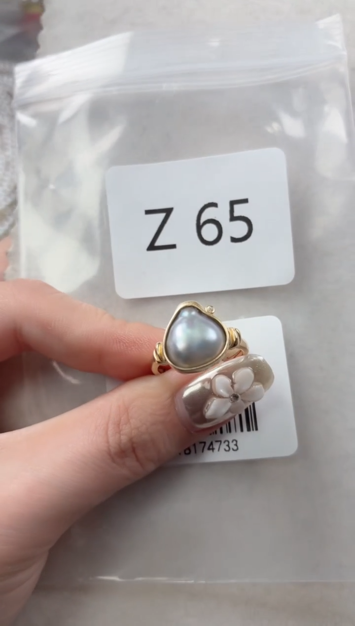 银S925镶嵌戒指海水珍珠Z65