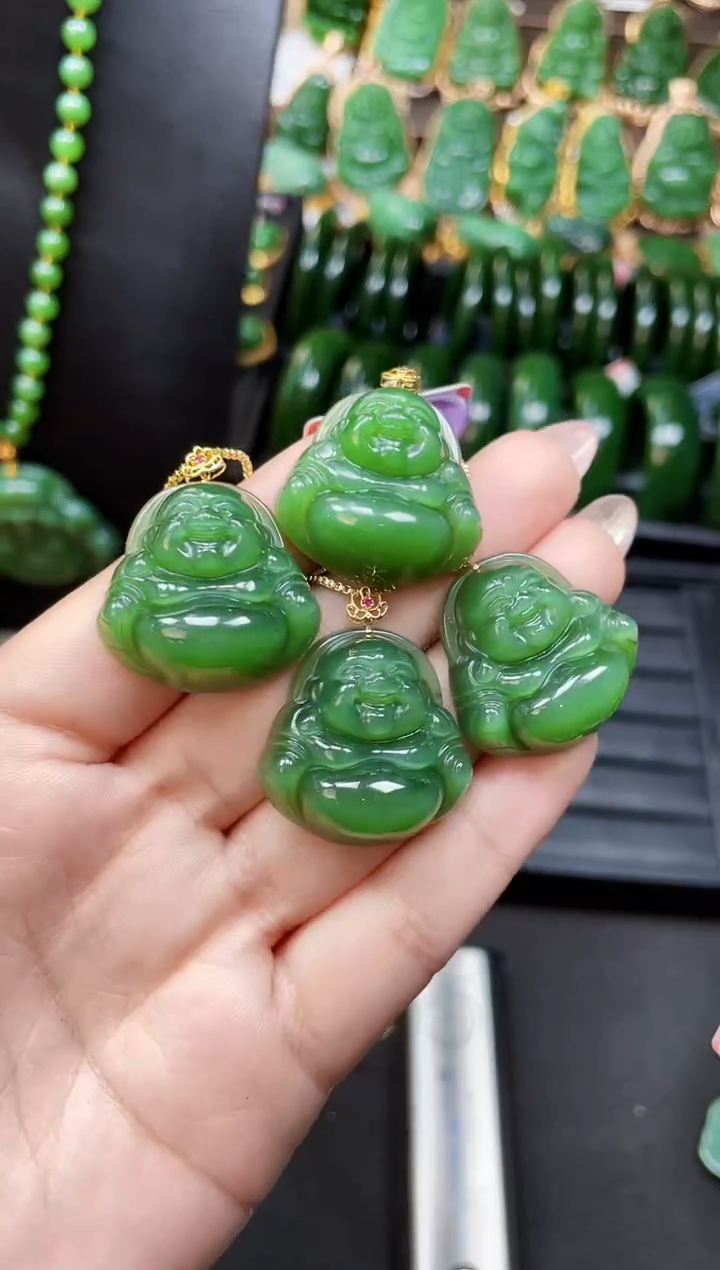 【闪购商品】和田玉吊坠18K金镶嵌多样性发一