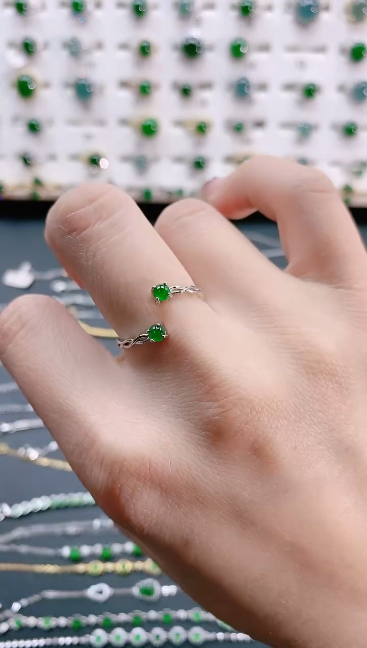 【闪购商品】翡翠戒指银S925镶嵌天然翡翠