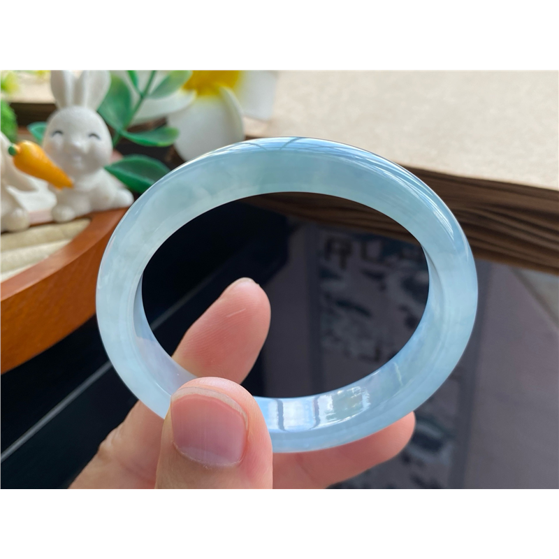 天然翡翠10.01批冰晴蓝果冻镯8798号52.2-46-12.1-6.天然翡翠手镯