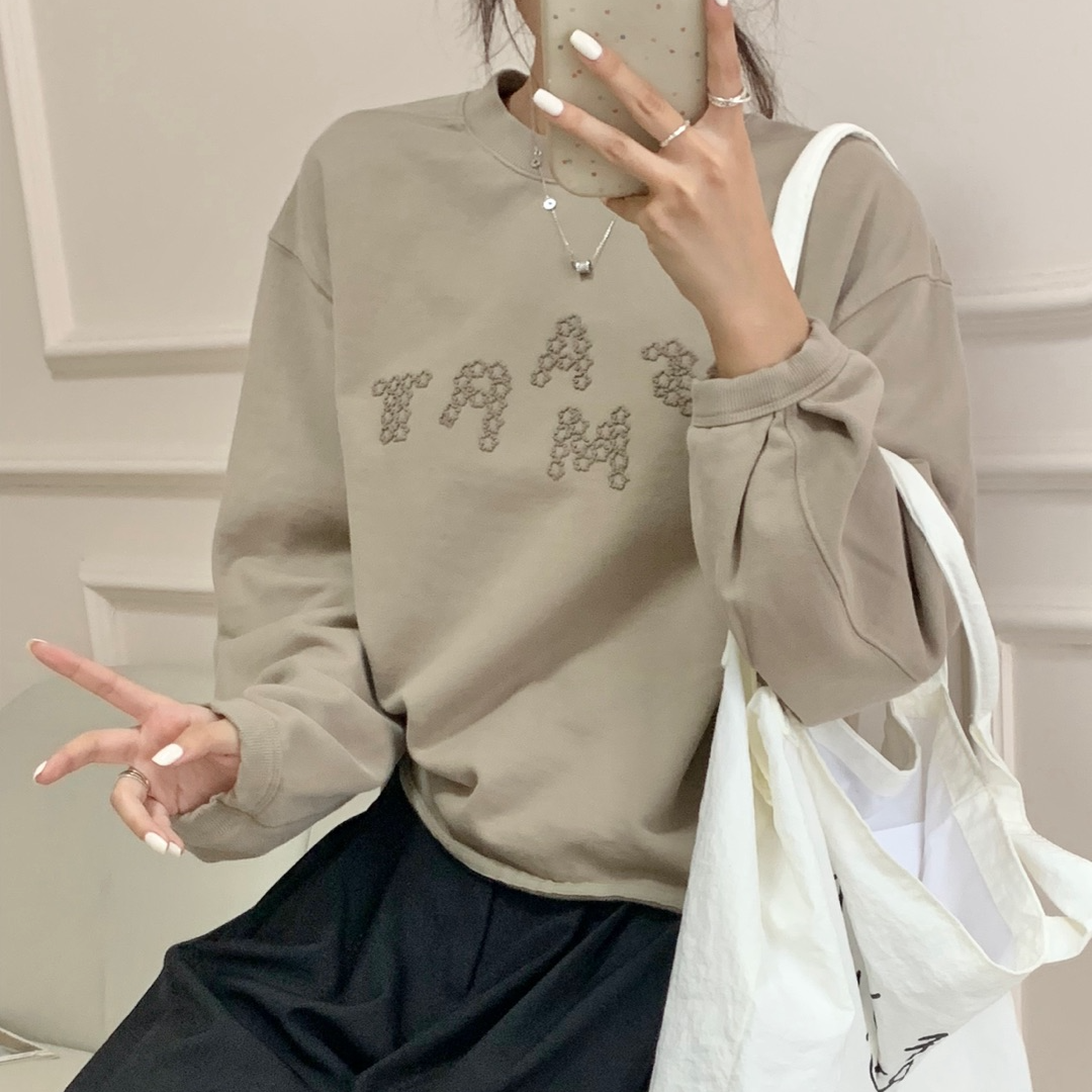 【主播推荐】女士刺绣字母拱桥毛圈卫衣5120