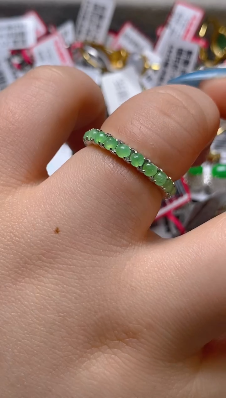 银S925镶嵌戒指翡翠百内无证书