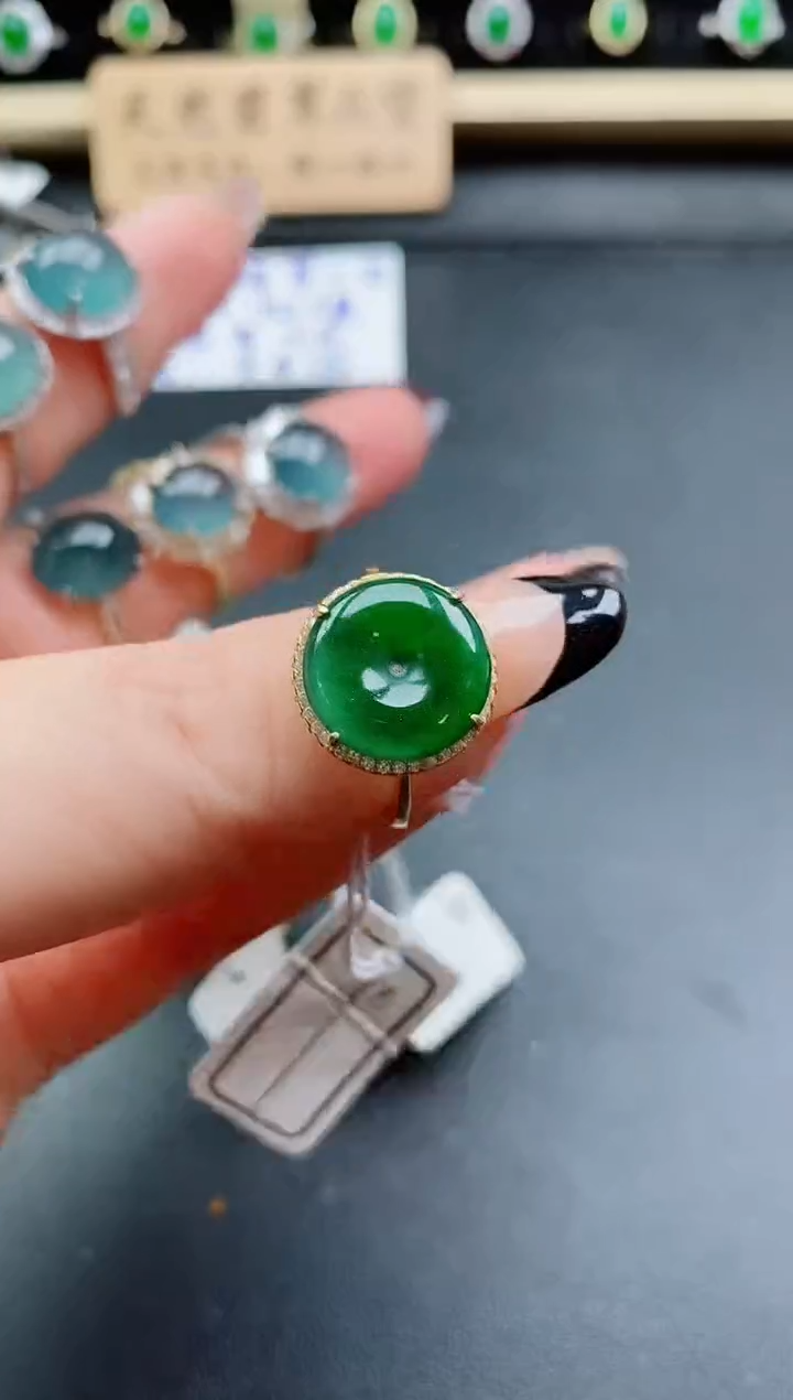 银S925镶嵌戒指翡翠1