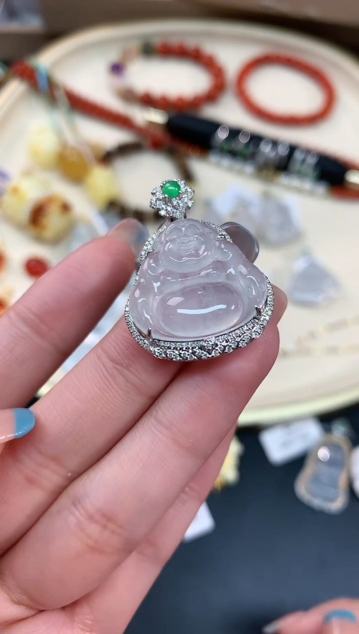 【闪购商品】翡翠吊坠(不含链)18K金镶嵌吊坠A143|3980