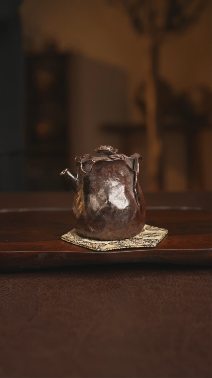 【闪购商品】杯292北山老师柴烧紫砂暗夜玫瑰