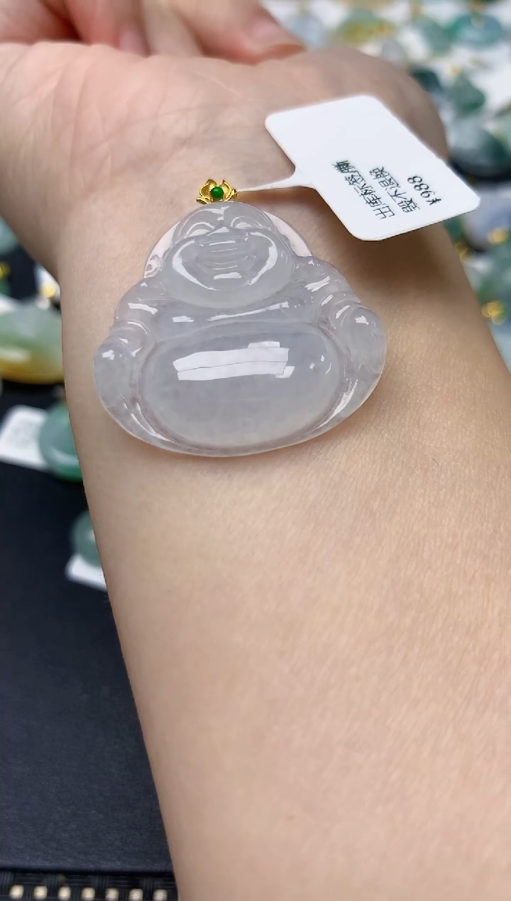 颈饰18K金镶嵌翡翠天然缅甸A货翡翠