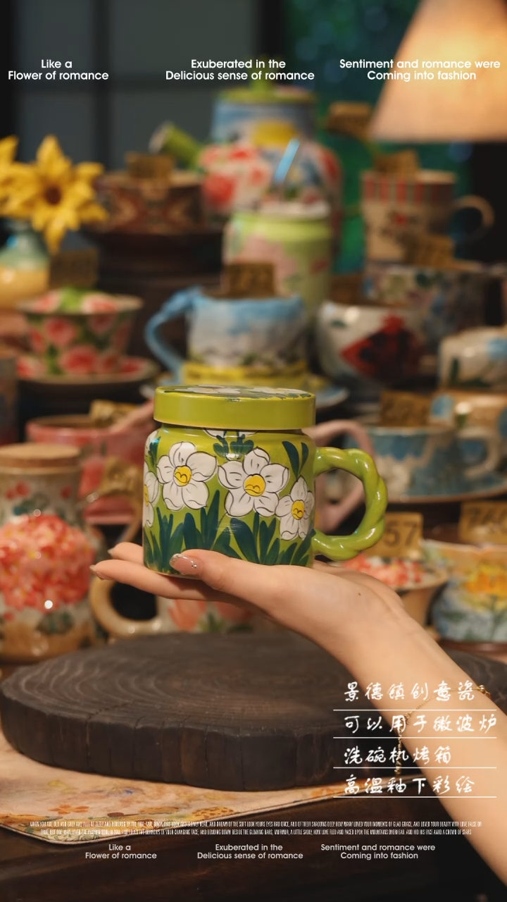 陶瓷景德镇高温釉下彩绘设计师款式