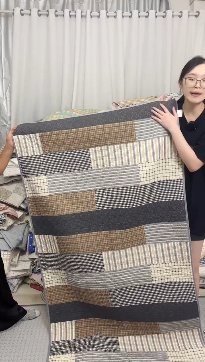 棉90*200长条咖格