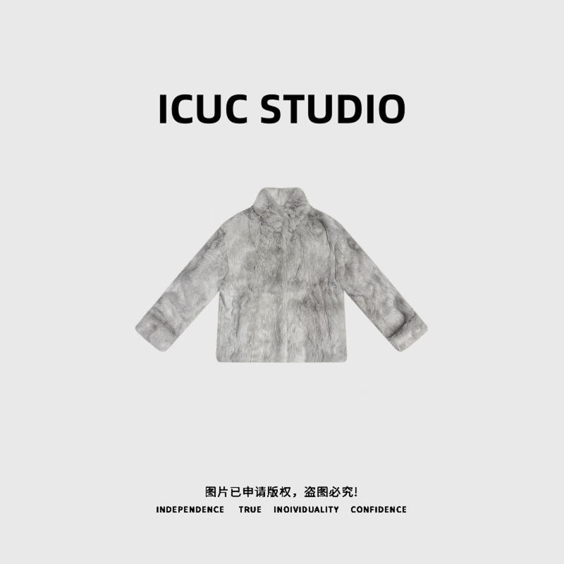 ICUC STUDIO- "年货战袍"立领兔毛皮草外套2478