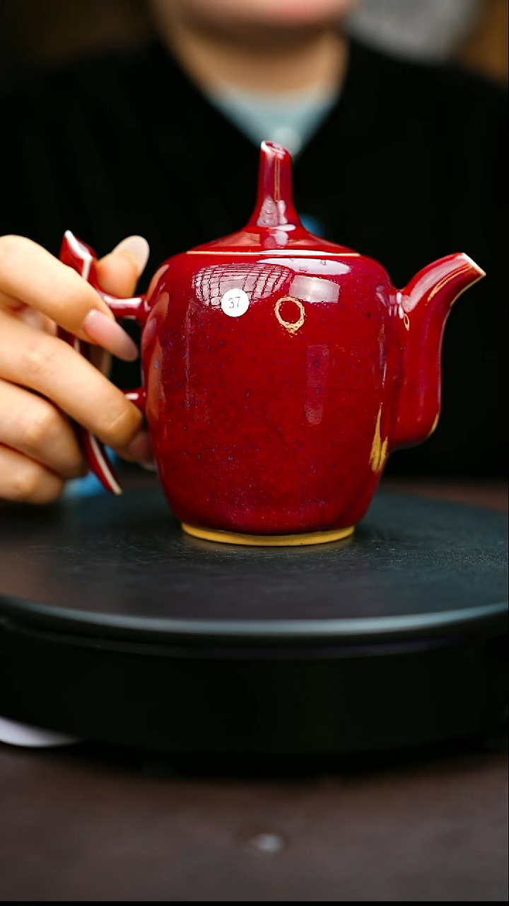 37#原矿钧瓷炉钧釉元宝壶