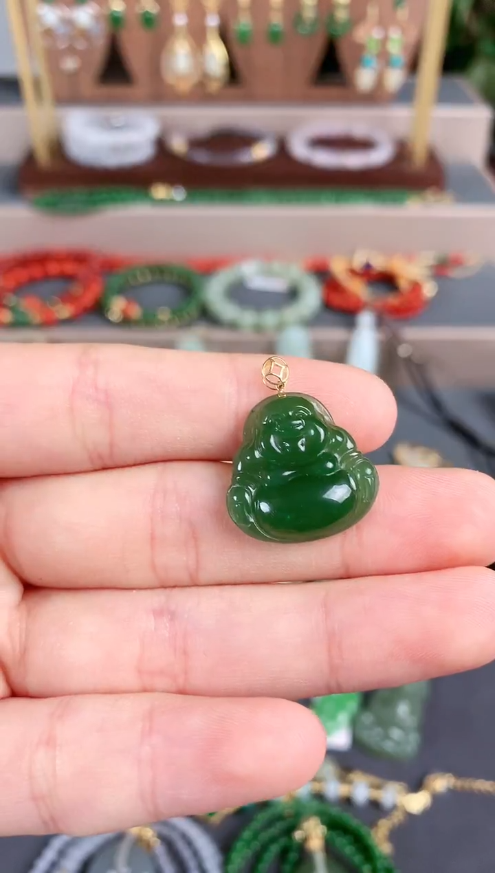 吊坠(不含链)18K金镶嵌和田玉1