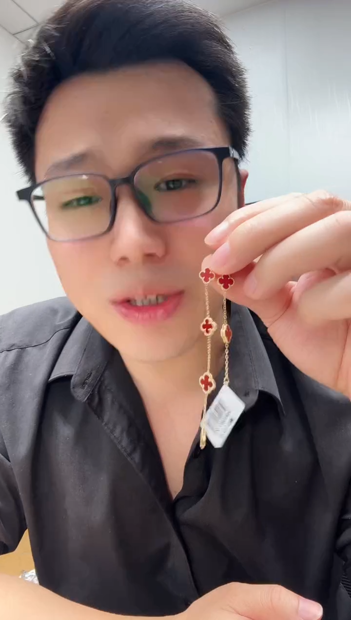 18K金镶嵌手链玛瑙/玉髓楹*红色k黄，小号五花手链 