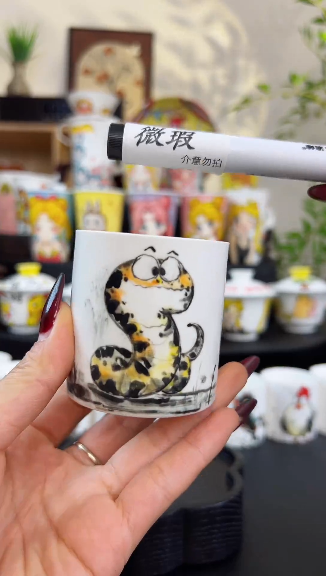 【闪购商品】摆件笙笙漫 手工手绘陶瓷杯杯