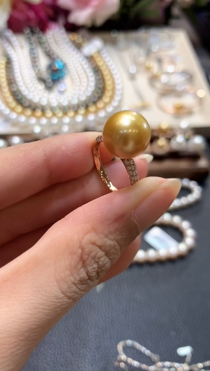 18K金镶嵌戒指海水珍珠n66   