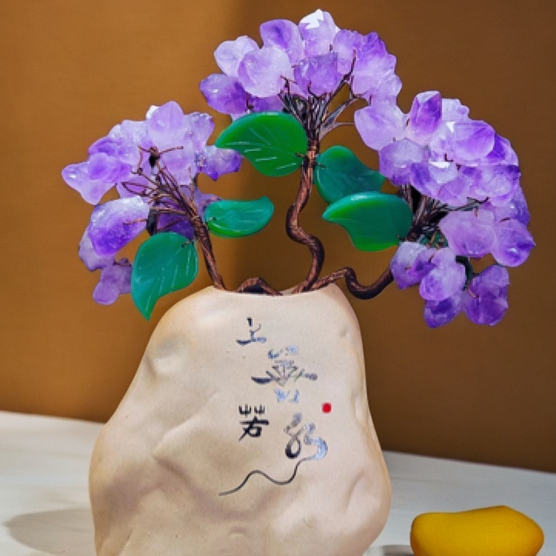 上善若水天然紫水晶桌面创意摆件