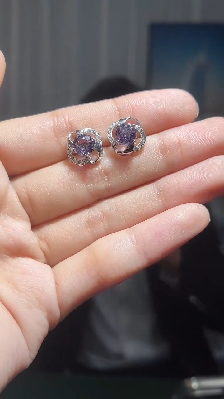 银S925镶嵌耳饰水晶（扎德严选）