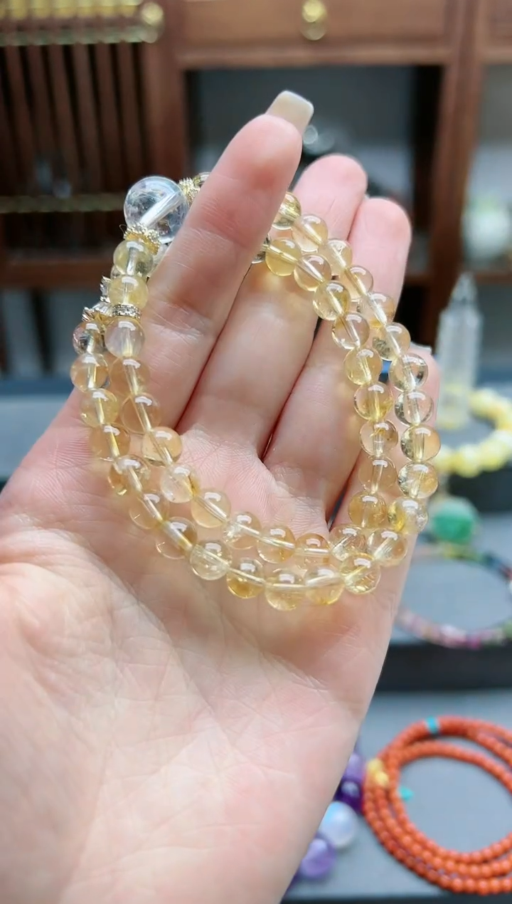 【闪购商品】水晶手串未镶嵌黄阿赛水晶双圈*1 QK