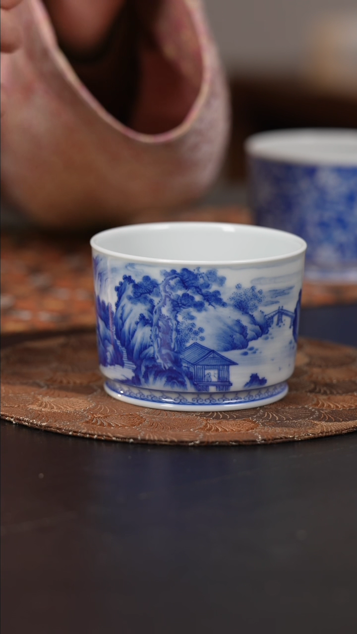 【闪购商品】杯看山柴窑青花浔阳八景