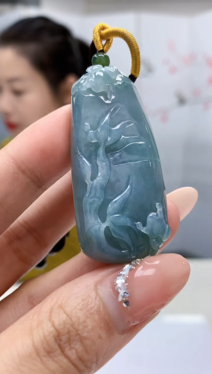 【闪购商品】定制翡翠未镶嵌4902MM-毛货挂件27