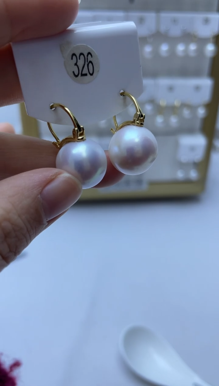 银S925镶嵌耳饰淡水珍珠326