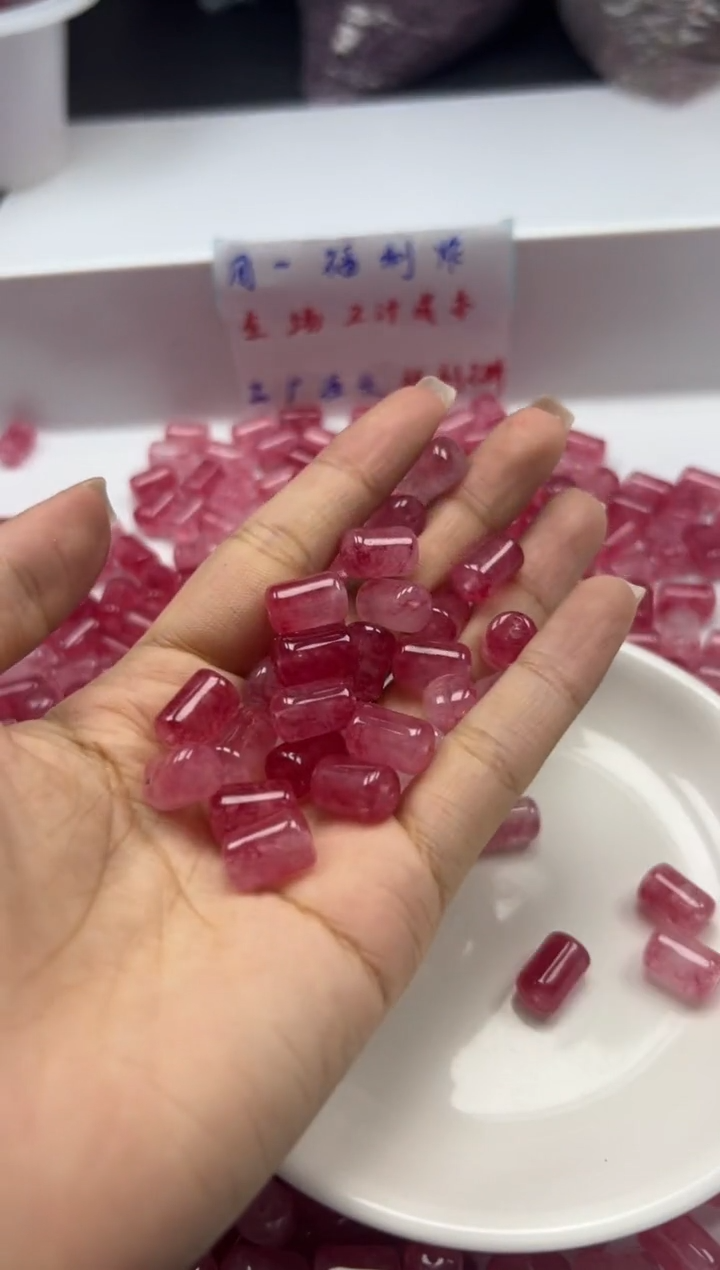 未镶嵌颈饰碧玺w1734粉碧玺管珠12*8mm*10颗