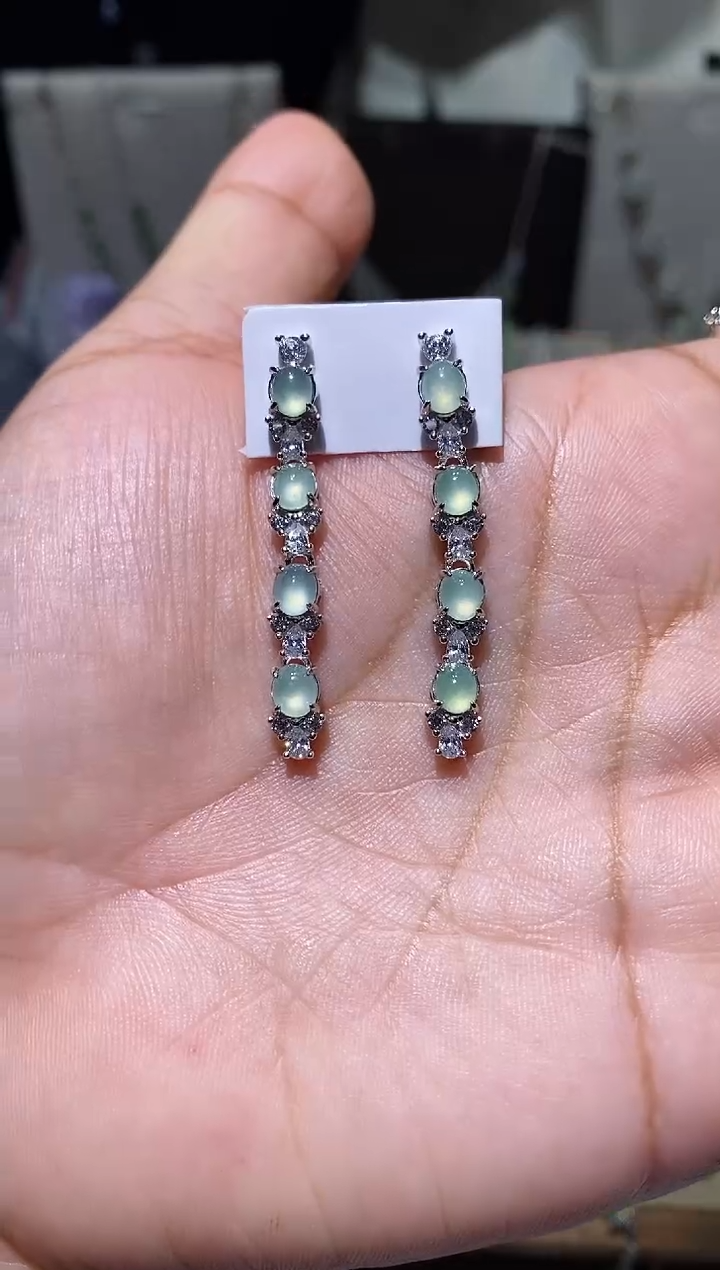 【闪购商品】翡翠耳饰银S925镶嵌耳坠