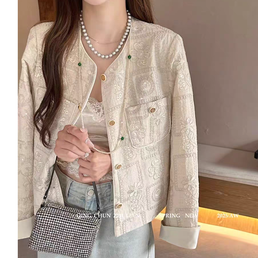 重工刺绣国风短款外套新中式复古气质绣花小个子上衣女装春款