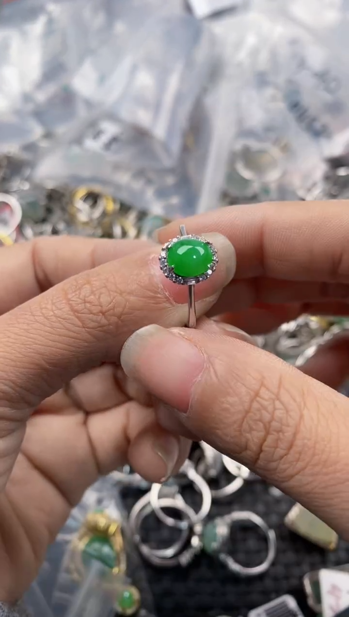 银S925镶嵌戒指翡翠1212---1