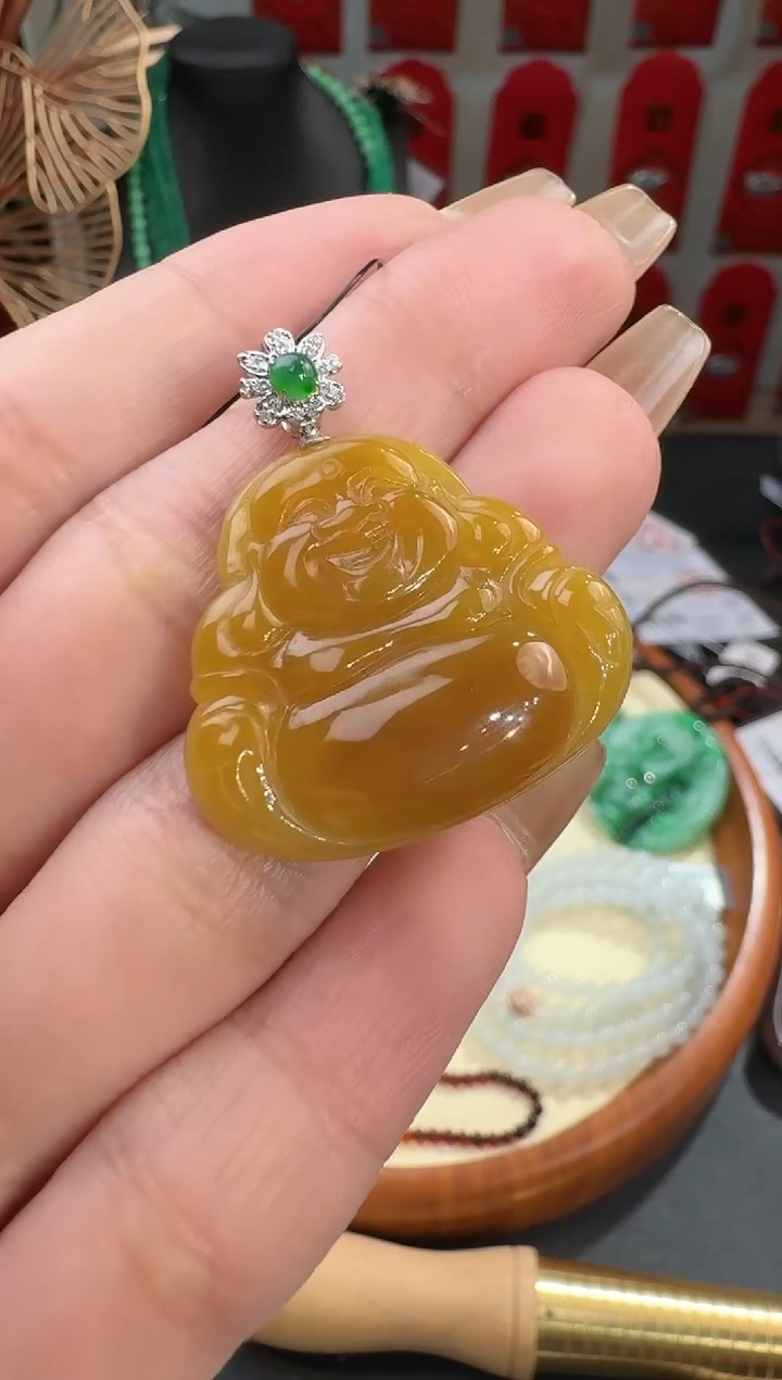 【闪购商品】翡翠颈饰18K金镶嵌挂件