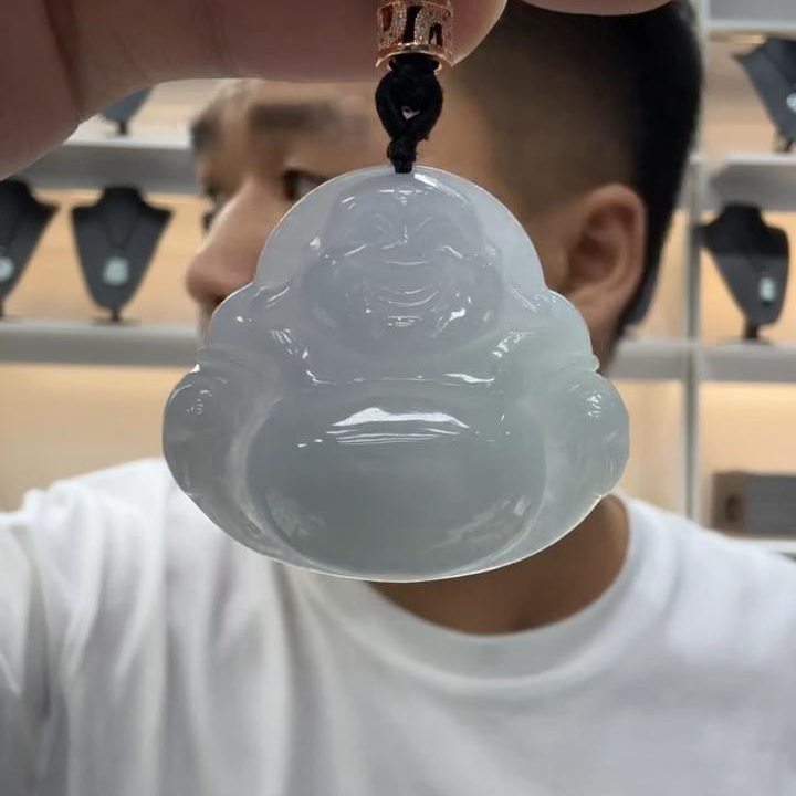 【杰缘珠宝】 A货翡翠冰晴紫底大佛公吊坠 多样性一件