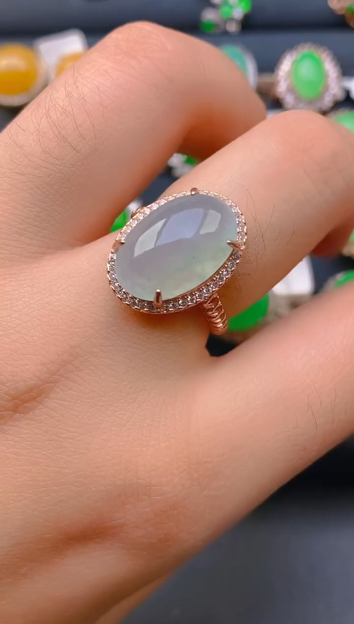 【闪购商品】翡翠戒指银S925镶嵌天然A货翡翠1