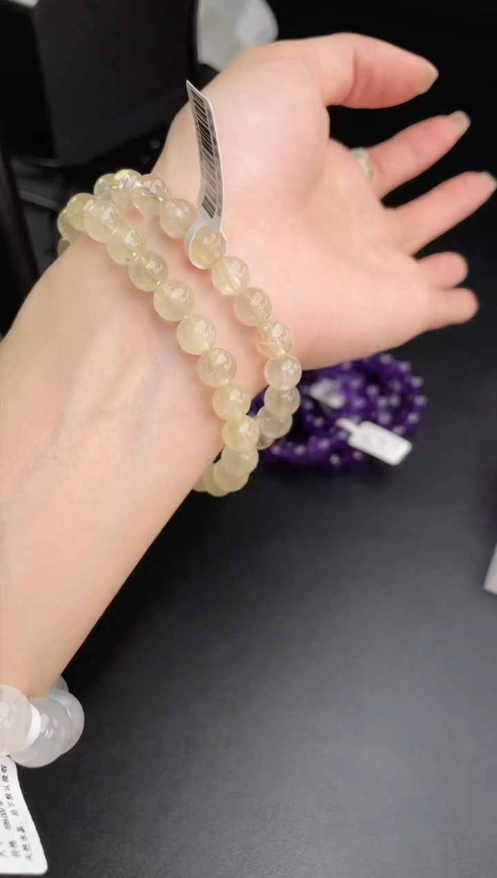 【闪购商品】水晶手链未镶嵌天然冰透金发晶8mm