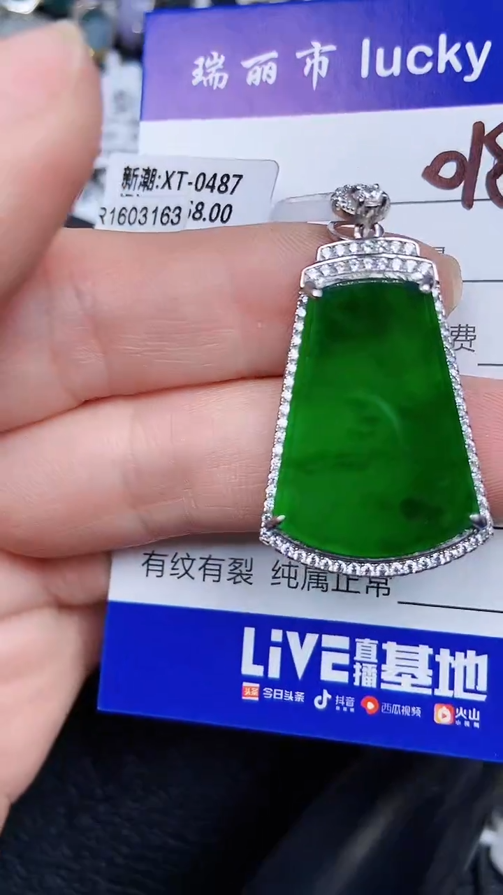 颈饰银S925镶嵌翡翠0188