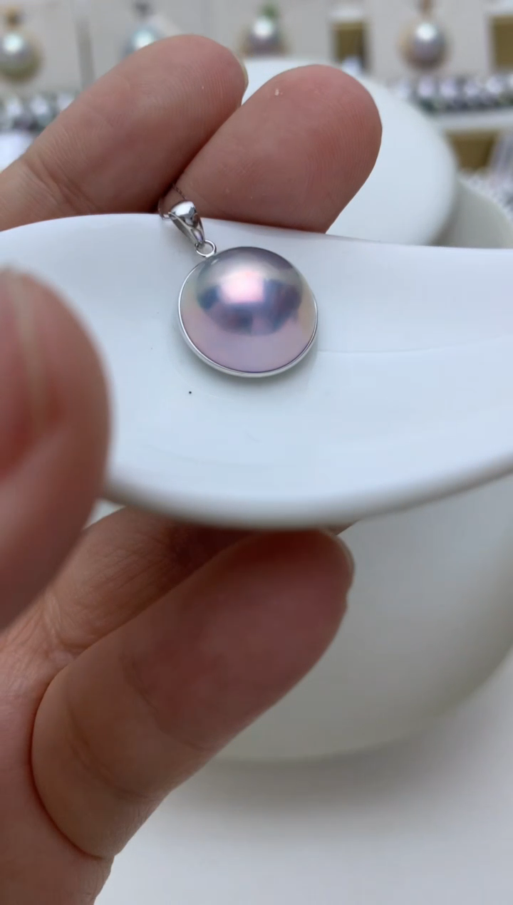 18K金镶嵌颈饰拼合珍珠（马贝珠）w11 