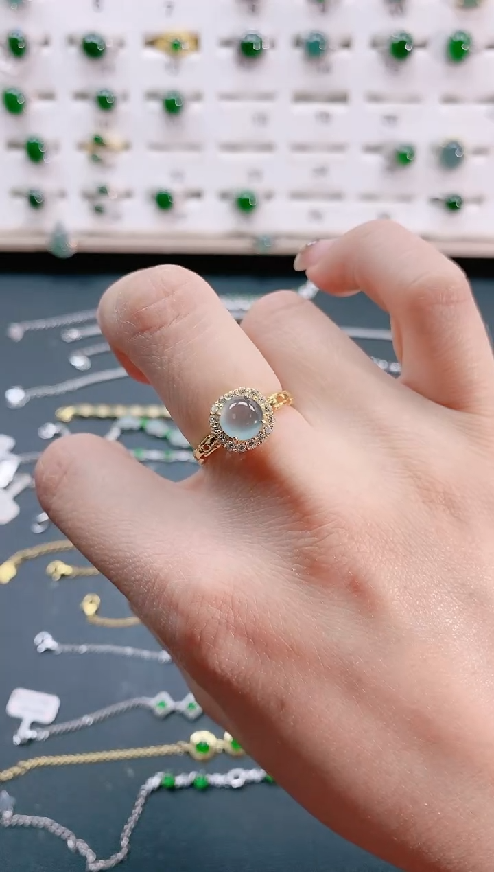 【闪购商品】翡翠戒指银S925镶嵌天然翡翠