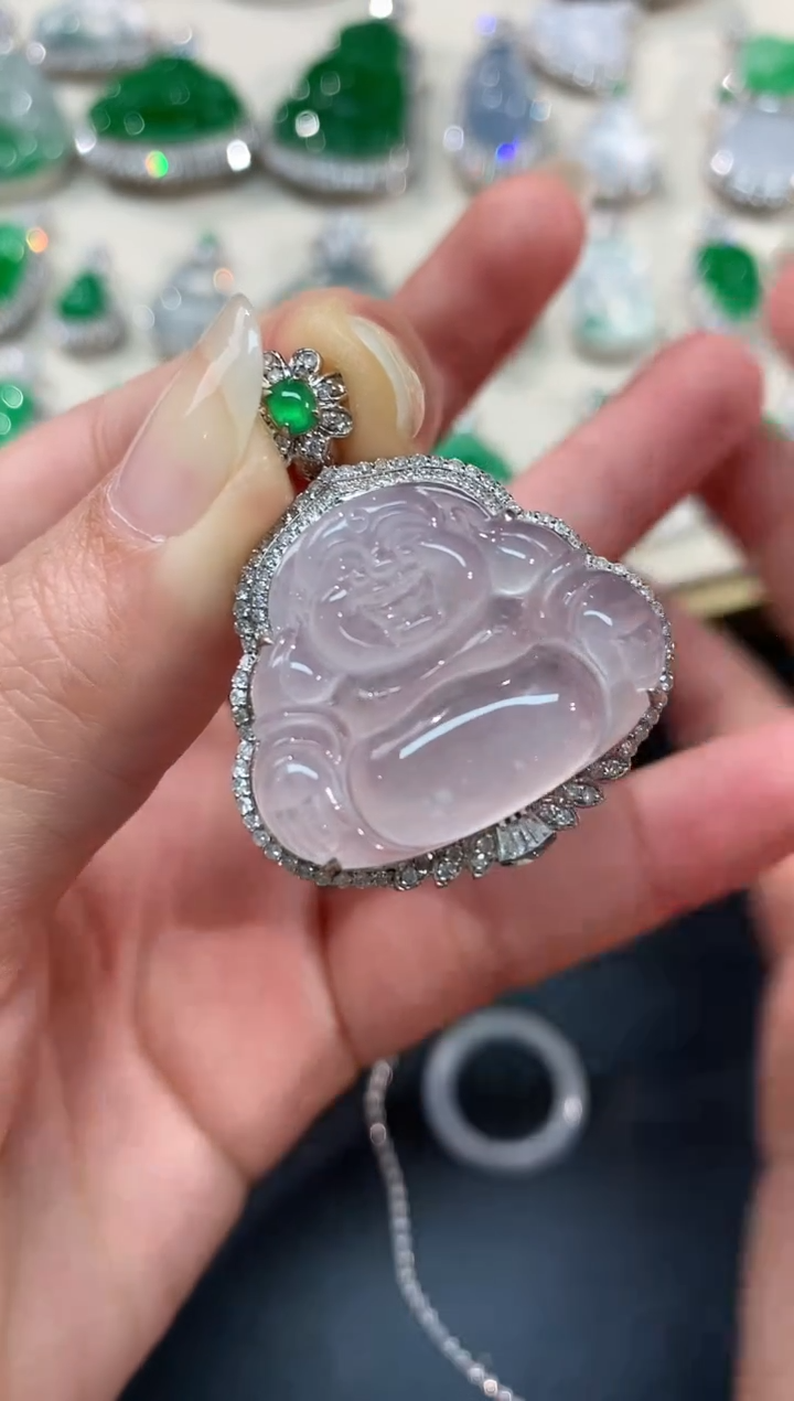 【闪购商品】翡翠吊坠(不含链)18K金镶嵌佛公A200|19800