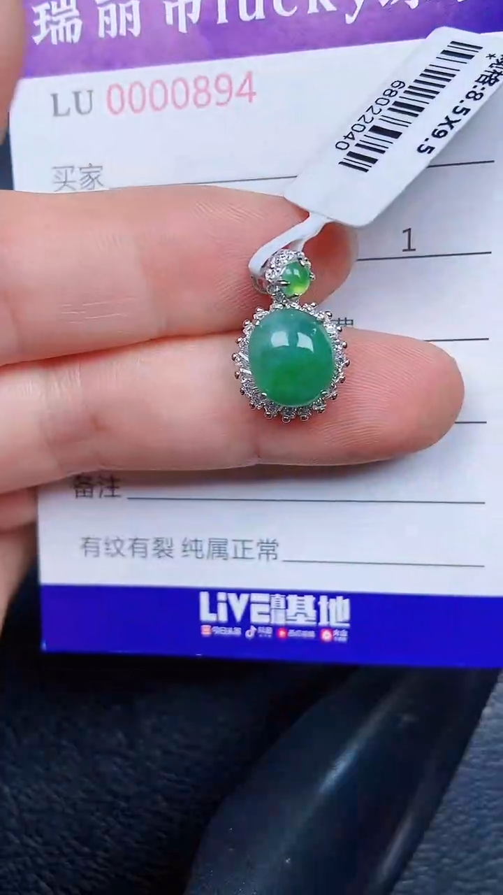 颈饰银S925镶嵌翡翠894