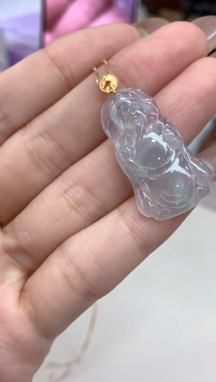 【闪购商品】翡翠吊坠(不含链)18K金镶嵌财神