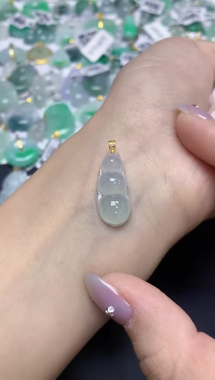 颈饰18K金镶嵌翡翠天然缅甸翡翠A货百元以上9元证书费自理