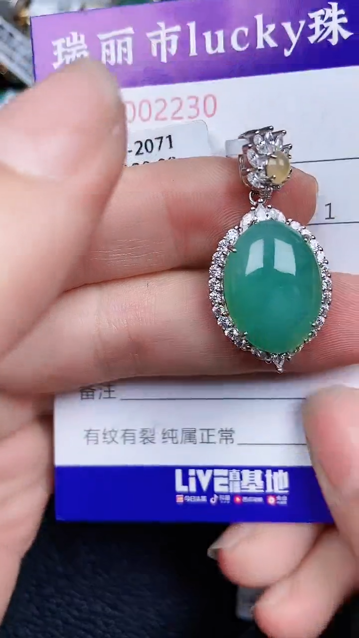 颈饰银S925镶嵌翡翠2230