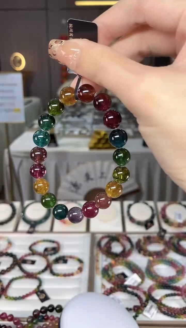 未镶嵌收藏级老矿色标彩虹净体单圈手串10mm+碧玺惠dan一物一证