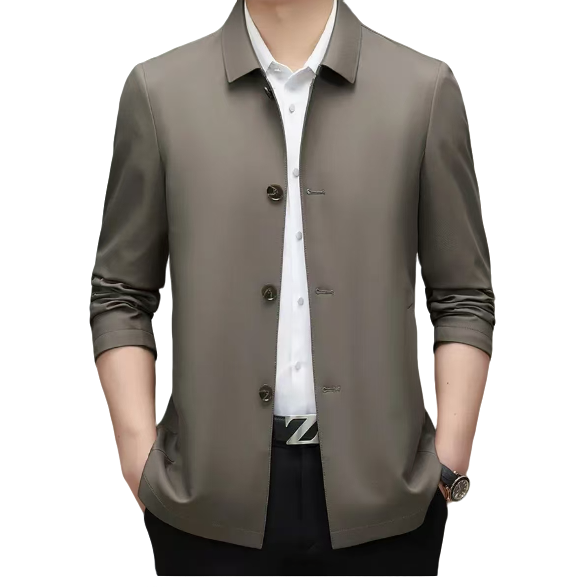 【明扣断码特惠】男款春秋时尚新款商务经典休闲行政夹克翻领外套